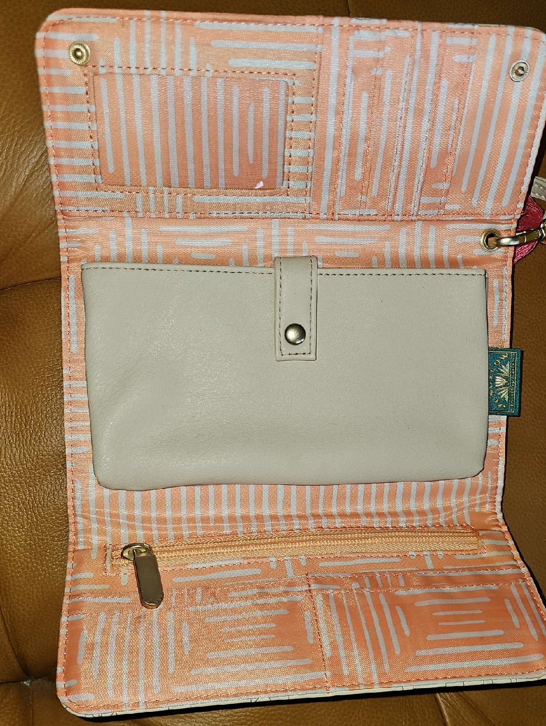 Jungalow Bohemian Print Beige Clutch With Colorful Tassels Travel Wallet Phone — image 3 of 6